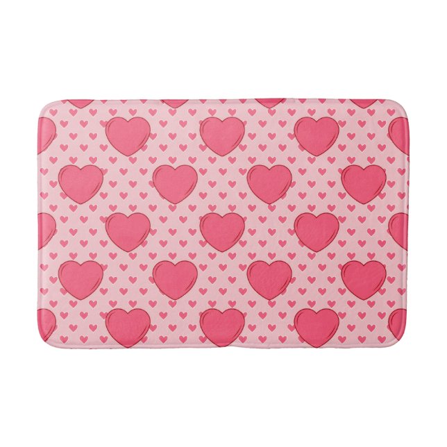 Sweet Happy Valentine’s Day Red Heart for Lovers Bath Mat (Front)
