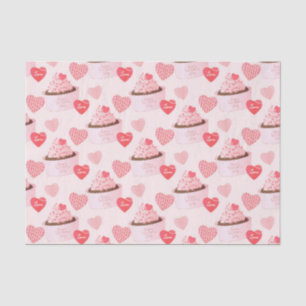 Sweet Happy Valentines Day Ice Cream Hearts Tissue Paper