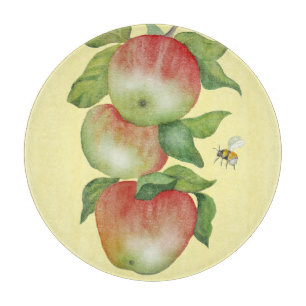 Sweet Harmony: Watercolor Apples and a Bee Cutting Board