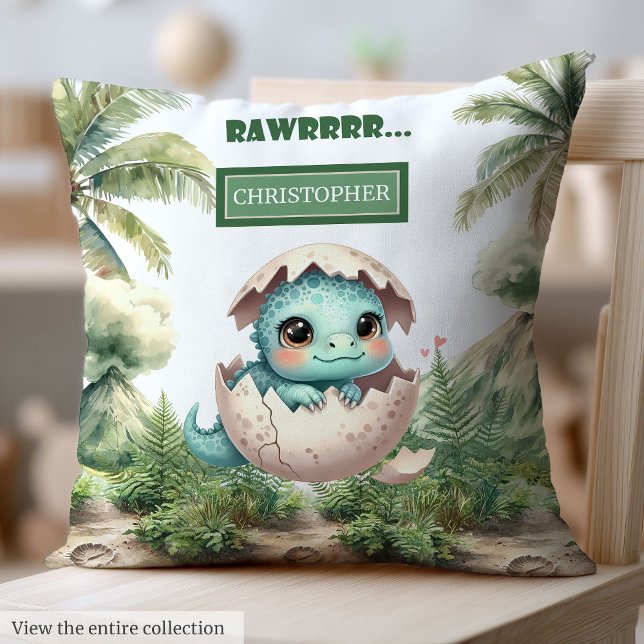 Sweet Hatching Soon Baby Dinosaur Personalised  Cushion (Sweet Hatching Soon Baby Dinosaur Personalized Throw Pillow )