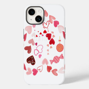 Sweet heart around sweet candies iPhone 14 case