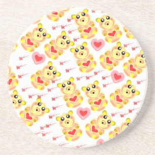 Sweet Heart Bear Nursery Pattern Coaster