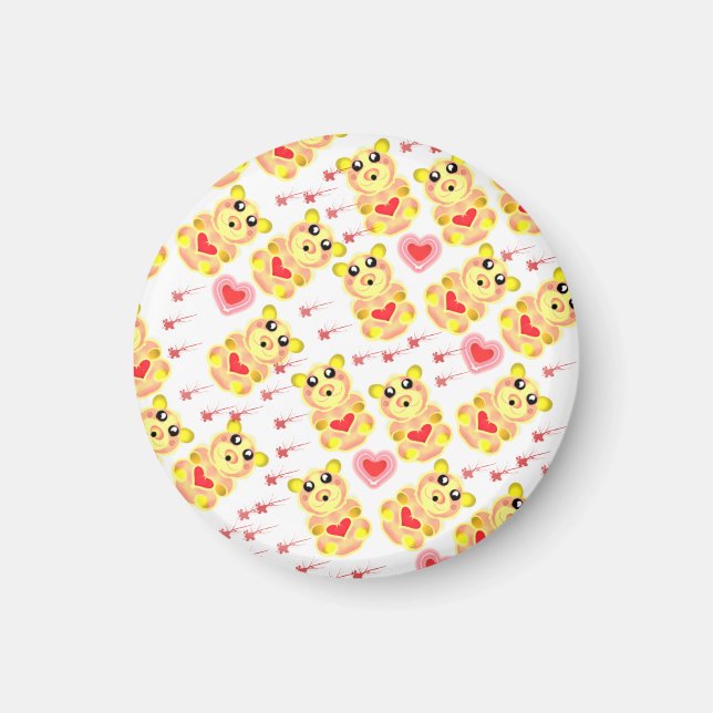 Sweet Heart Bear Nursery Pattern Magnet (Front)