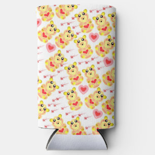 Sweet Heart Bear Nursery Pattern Seltzer Can Cooler