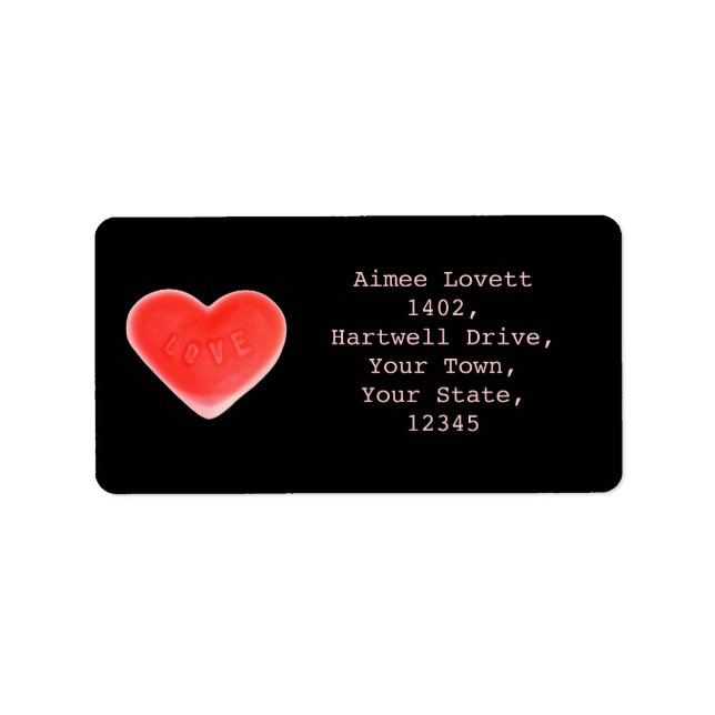 Sweet Heart Black address label (Front)