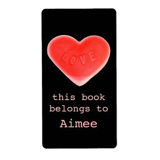 Sweet Heart Black bookplate label
