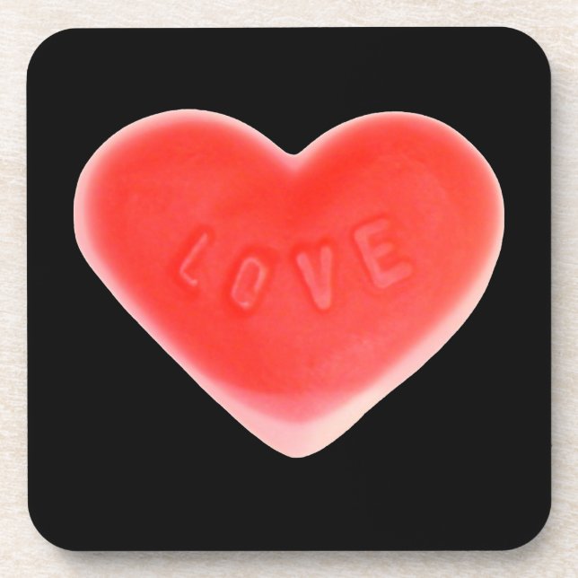 Sweet Heart Black cork coaster set (Front)