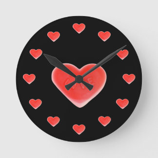 Sweet Heart Black 'hearts' clock round