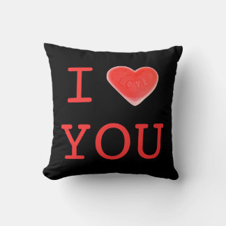 Sweet Heart Black 'I heart You' red back square Cushion
