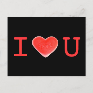 Sweet Heart Black 'I love U' postcard
