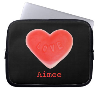 Sweet Heart Black 'Name' 10" laptop sleeve