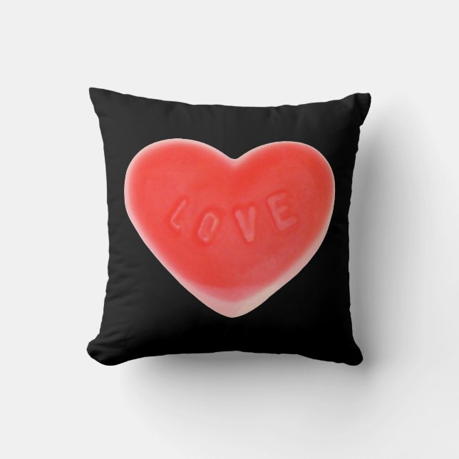 Sweet Heart Black one side throw pillow square (Front)