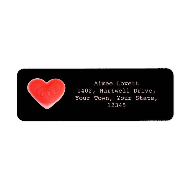 Sweet Heart Black return address label (Front)