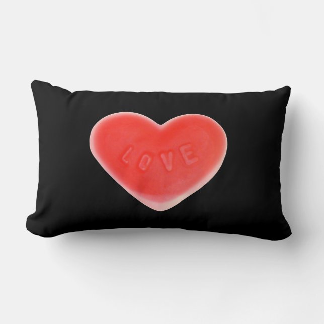 Sweet Heart Black text  throw pillow lumbar (Front)
