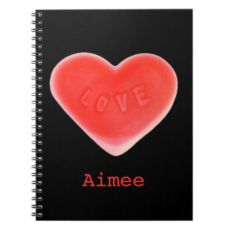 Sweet Heart Black 'Your Name' notebook