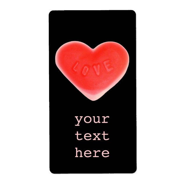 Sweet Heart Black 'Your Text' label large (Front)
