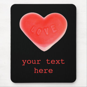 Sweet Heart Black 'Your Text' mousepad