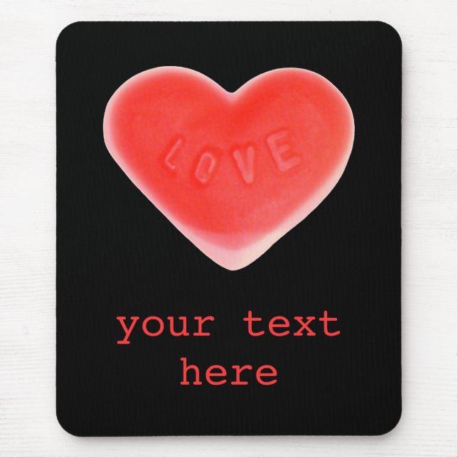 Sweet Heart Black 'Your Text' mousepad (Front)
