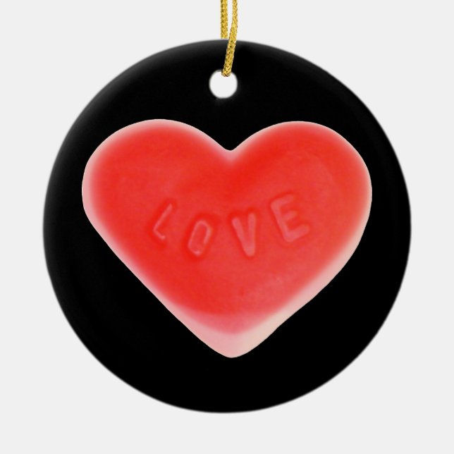 Sweet Heart Black 'Your Text' ornament round (Front)