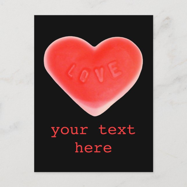 Sweet Heart Black 'Your Text' postcard (Front)