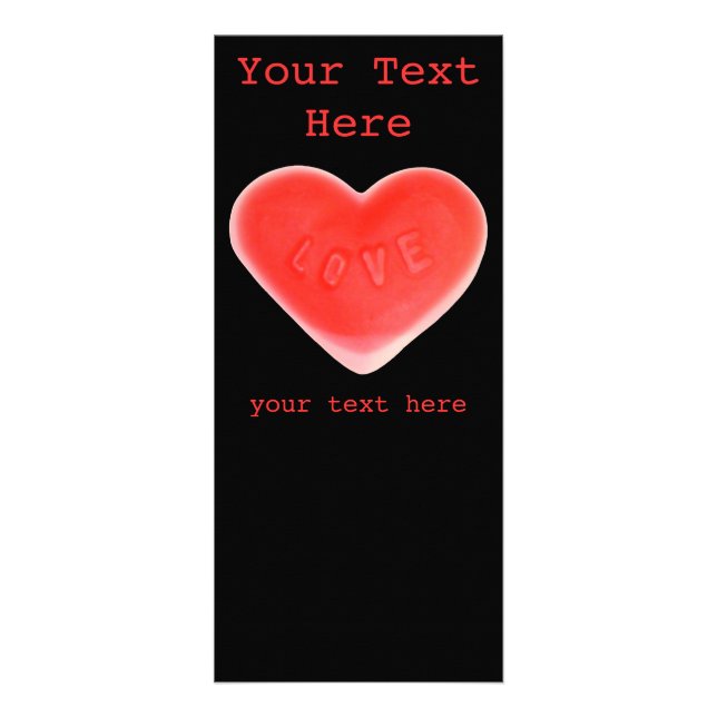 Sweet heart Black  'Your Text' rack card (Front)