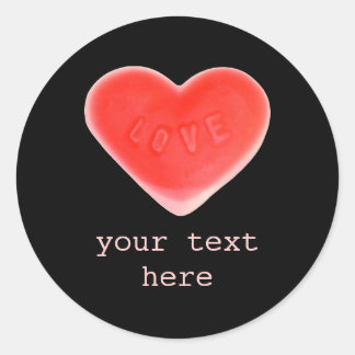 Sweet Heart Black 'Your Text' sticker round