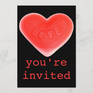 Sweet Heart Black 'You're Invited' invitation