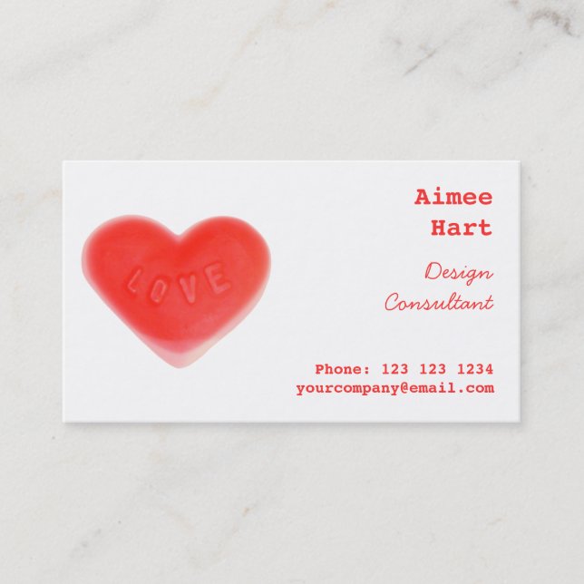 Sweet Heart business card side red back (Front)