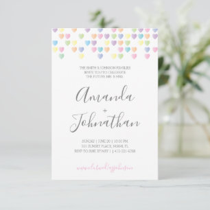 sweet heart couples WEDDING SHOWER pastel candy Invitation
