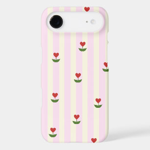 Sweet Heart Flower Pattern – Soft Pink Striped 