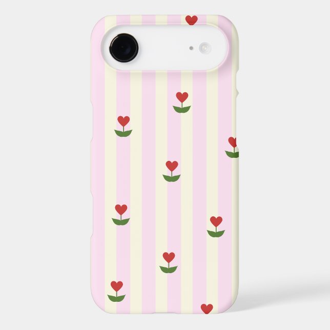 Sweet Heart Flower Pattern – Soft Pink Striped  (Back)