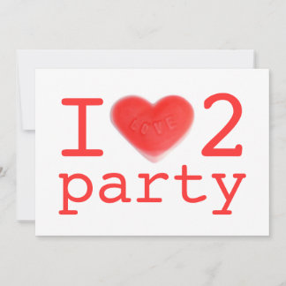 Sweet Heart 'I love 2 party' invitation