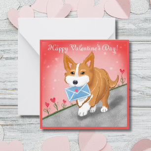 Sweet Heart Letter Delivered By Corgi Card