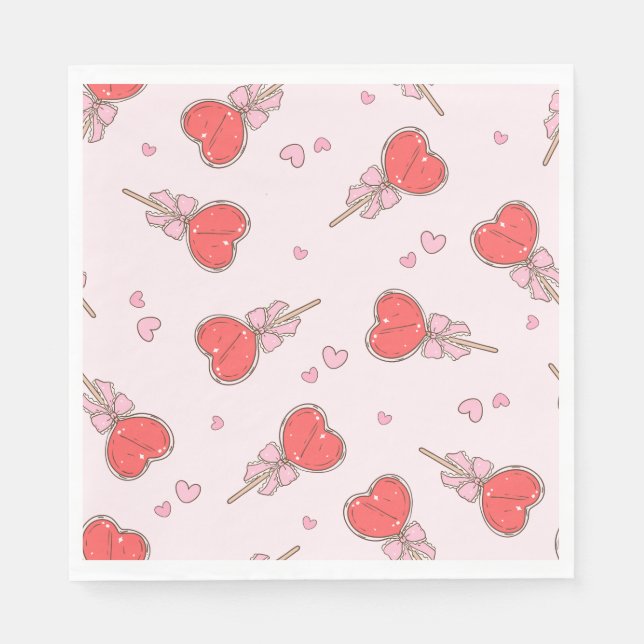 Sweet Heart Lollipop Pattern Napkins  (Front)