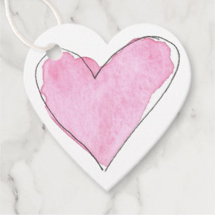 Sweet Heart Love Watercolor Art Pink Special Favour Tags