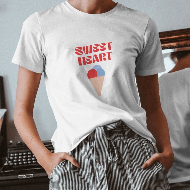 sweet heart modern typography red pretty ice cream T-Shirt (Creator Uploaded)
