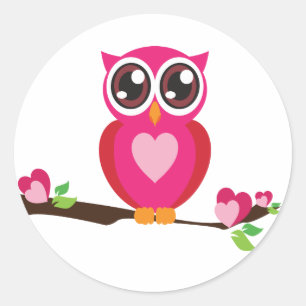 Sweet Heart Owl Classic Round Sticker