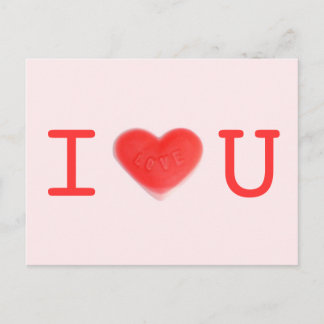 Sweet Heart Pink 'I love U' postcard