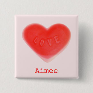Sweet Heart Pink 'Name' button square