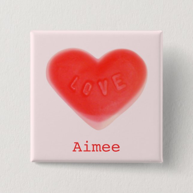 Sweet Heart Pink 'Name' button square (Front)