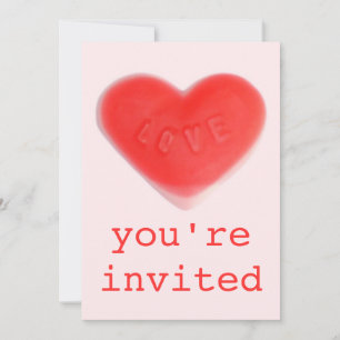 Sweet Heart Pink 'You're Invited' invitation red