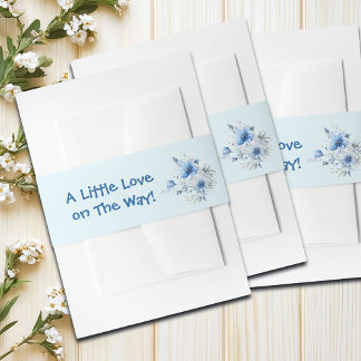 Sweet Heart Teddy Bear Blue Baby Shower Invitation Belly Band