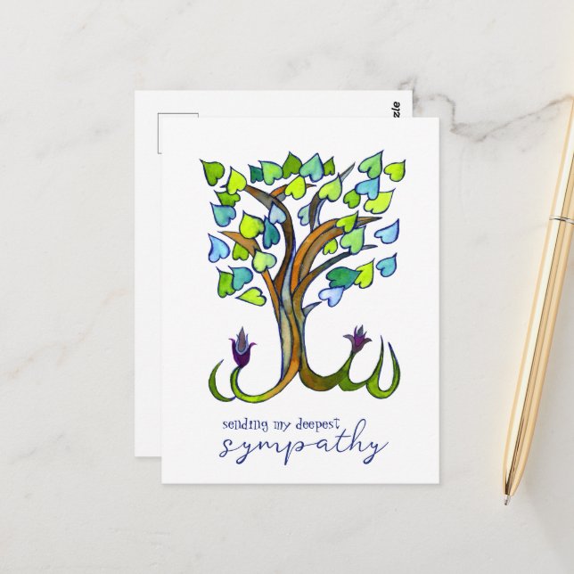 Sweet Heart Tree Condolences Sympathy Loss CUSTOM Postcard (Front/Back In Situ)