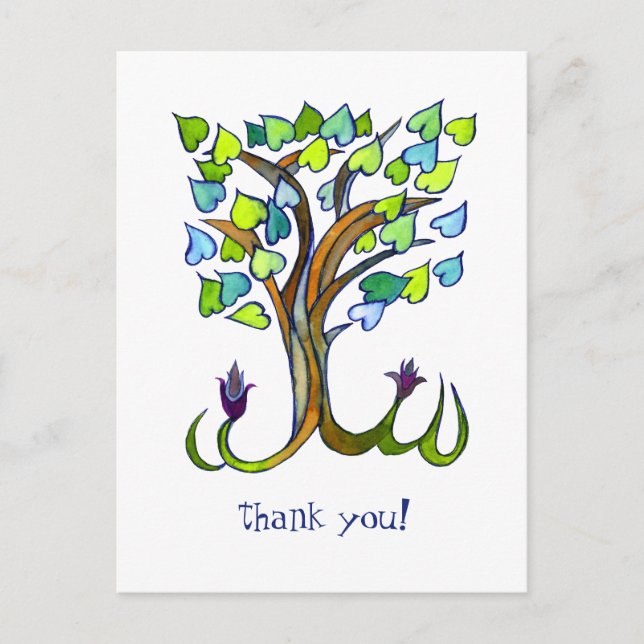 Sweet Heart Tree THANK YOU CUSTOM Postcard (Front)