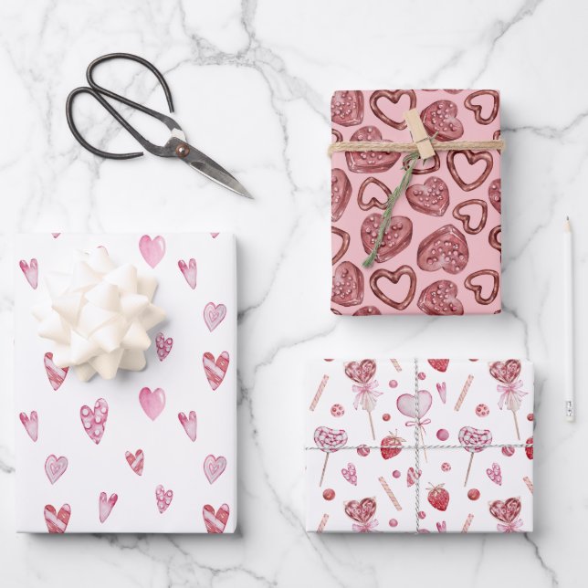 Sweet Heart Valentines Wrapping Paper Sheet (Front)