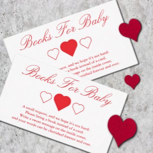 Sweet Hearts Baby Shower Books For Baby Enclosure Card
