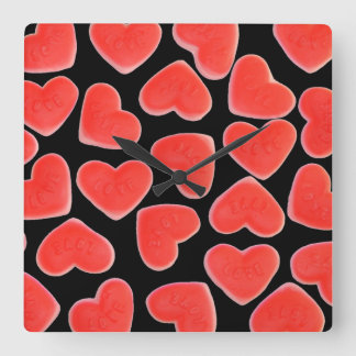 Sweet Hearts Black clock square