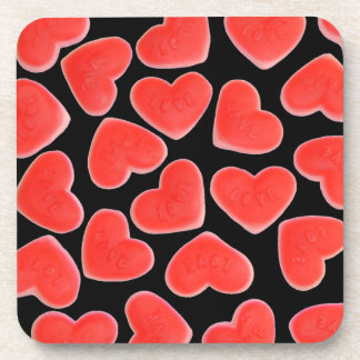 Sweet Hearts Black cork coaster set