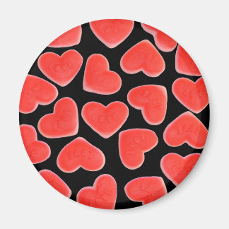 Sweet Hearts Black fridge magnet round