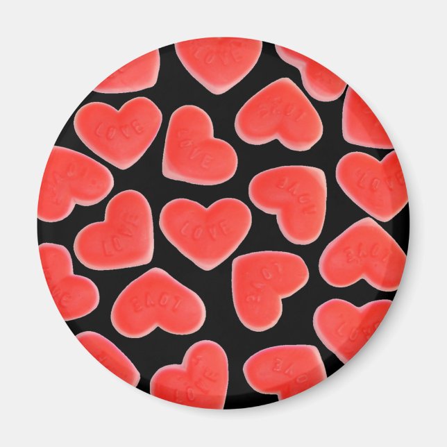 Sweet Hearts Black fridge magnet round (Front)